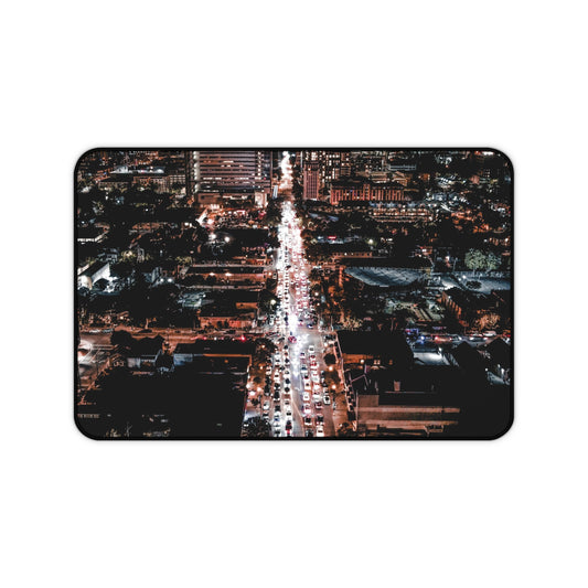 Aerial Landscape - Downtown San Jose Skyline At Night Desk Mat